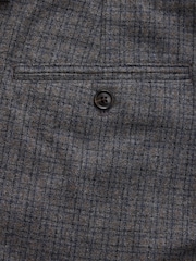 Grey Regular Fit Wool Blend Textured Check Suit Trousers - Image 8 of 9