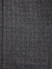 Grey Regular Fit Wool Blend Textured Check Suit Trousers - Image 9 of 9