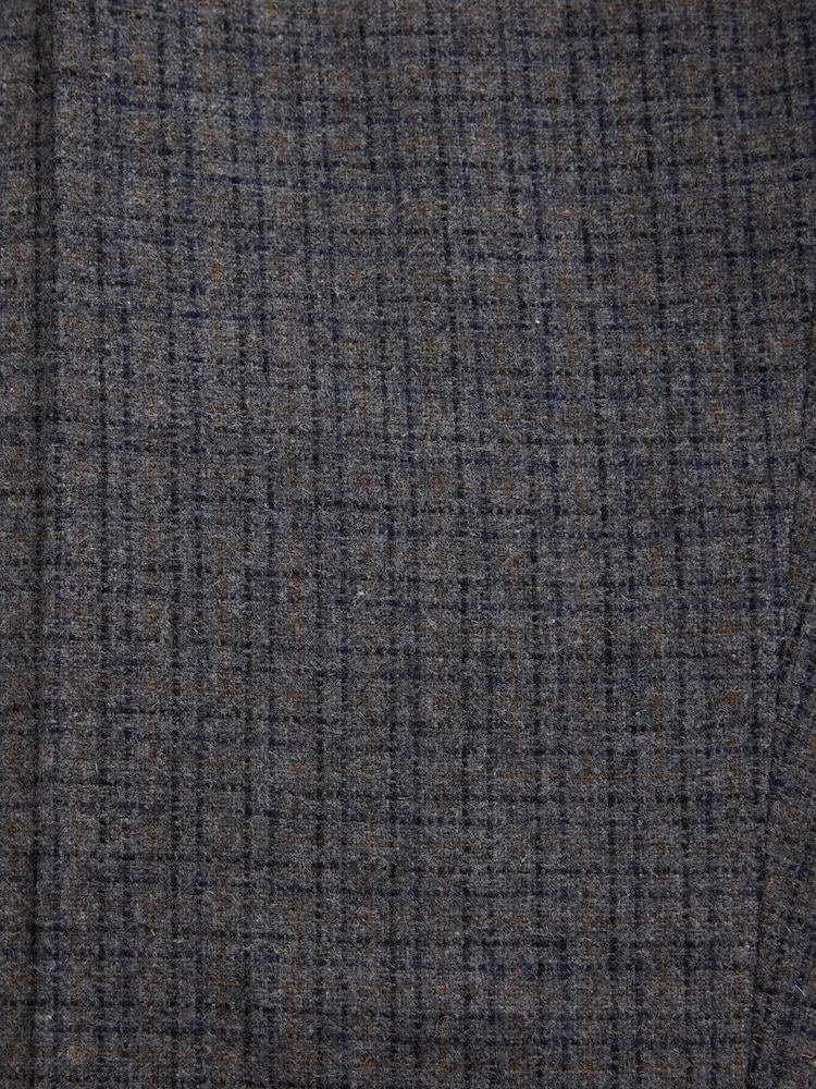 Grey Regular Fit Wool Blend Textured Check Suit Trousers - Image 9 of 9 Grey Regular Fit Wool Blend Textured Check Suit Trousers - Image 9 of 9