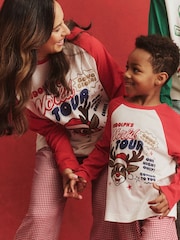 Cotton On Red Kids Matching Family Christmas Raglan Long Sleeve Pyjamas - Image 4 of 11