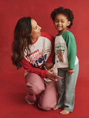 Cotton On Red Kids Matching Family Christmas Raglan Long Sleeve Pyjamas - Image 8 of 11