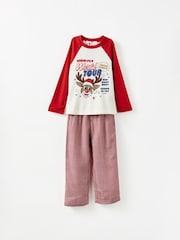 Cotton On Red Kids Matching Family Christmas Raglan Long Sleeve Pyjamas - Image 9 of 11