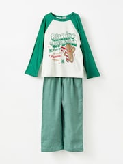 Cotton On Green Adult Matching Family Christmas Raglan Long Sleeve Pyjamas Set - Image 1 of 3