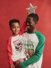 Cotton On Green Adult Matching Family Christmas Raglan Long Sleeve Pyjamas Set - Image 5 of 10