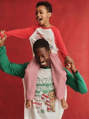 Cotton On Green Adult Matching Family Christmas Raglan Long Sleeve Pyjamas Set - Image 6 of 10