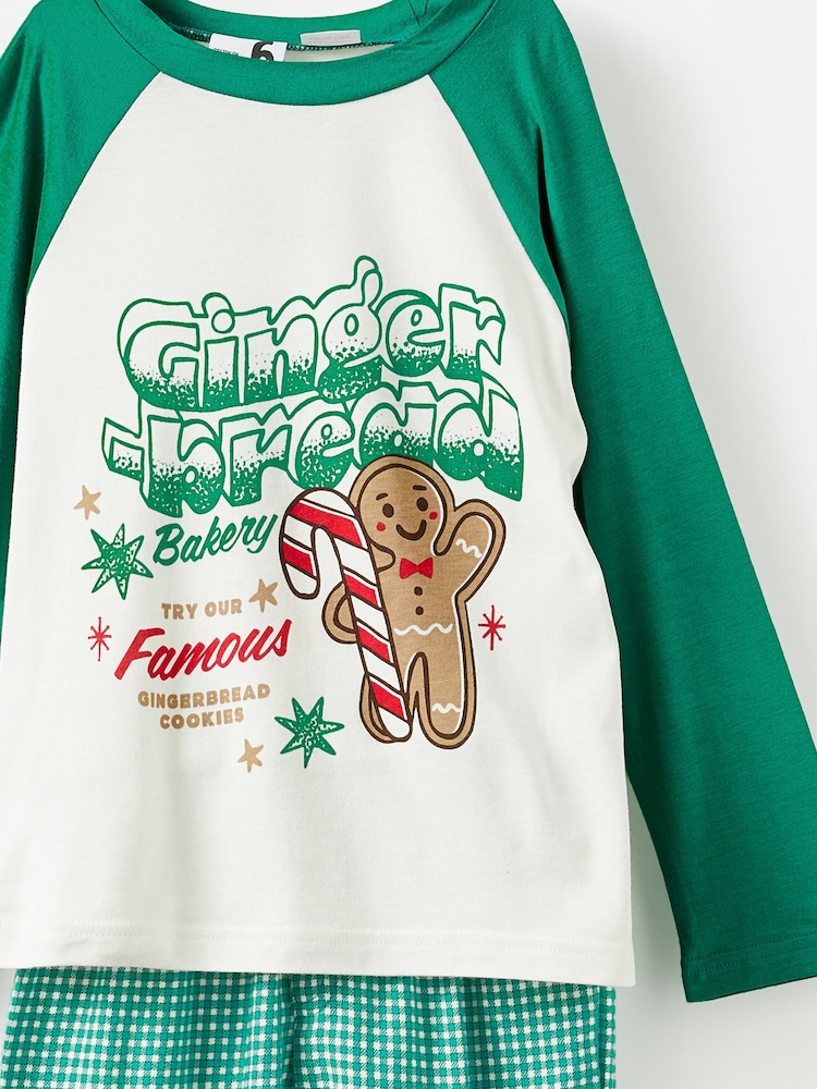 Cotton On Green Adult Matching Family Christmas Raglan Long Sleeve Pyjamas Set - Image 8 of 8