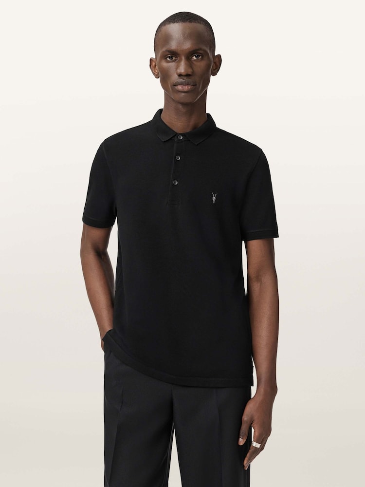 AllSaints Red Reform Short Sleeve Polo Shirts 2 Pack - Image 7 of 7 AllSaints Red Reform Short Sleeve Polo Shirts 2 Pack - Image 7 of 7