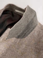 Stone Tailored Fit Nova Fides Italian Wool Blend Textured Herringbone Suit Jacket - Image 11 of 13