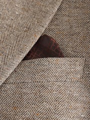 Stone Tailored Fit Nova Fides Italian Wool Blend Textured Herringbone Suit Jacket - Image 12 of 13