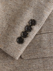 Stone Tailored Fit Nova Fides Italian Wool Blend Textured Herringbone Suit Jacket - Image 13 of 13