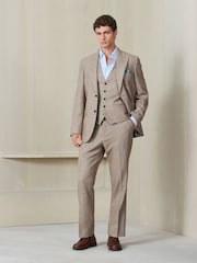 Stone Tailored Fit Nova Fides Italian Wool Blend Textured Herringbone Suit Jacket - Image 2 of 7