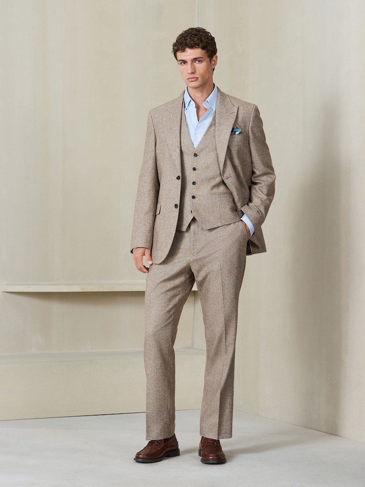 Stone Tailored Fit Nova Fides Italian Wool Blend Textured Herringbone Suit Jacket - Image 2 of 7 Stone Tailored Fit Nova Fides Italian Wool Blend Textured Herringbone Suit Jacket - Image 2 of 7