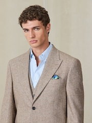 Stone Tailored Fit Nova Fides Italian Wool Blend Textured Herringbone Suit Jacket - Image 4 of 7