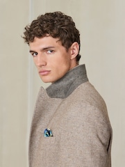 Stone Tailored Fit Nova Fides Italian Wool Blend Textured Herringbone Suit Jacket - Image 7 of 7