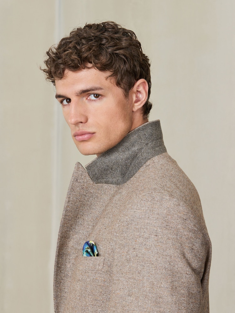 Stone Tailored Fit Nova Fides Italian Wool Blend Textured Herringbone Suit Jacket - Image 7 of 7 Stone Tailored Fit Nova Fides Italian Wool Blend Textured Herringbone Suit Jacket - Image 7 of 7