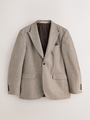 Stone Tailored Fit Nova Fides Italian Wool Blend Textured Herringbone Suit Jacket - Image 8 of 13