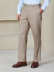 Stone Tailored Fit Nova Fides Italian Wool Blend Textured Herringbone Suit Trousers - Image 1 of 6