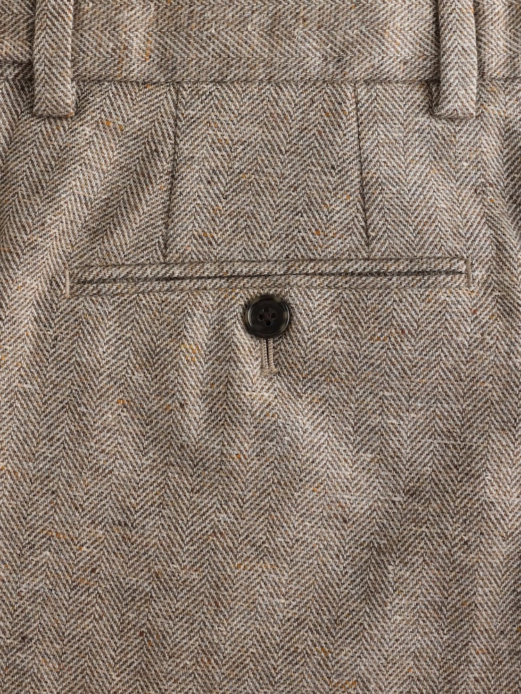 Stone Tailored Fit Nova Fides Italian Wool Blend Textured Herringbone Suit Trousers - Image 11 of 11