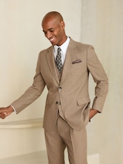 Neutral Slim Fit Wool Blend Flannel Suit Jacket - Image 1 of 5