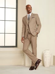 Neutral Slim Fit Wool Blend Flannel Suit Jacket - Image 2 of 5