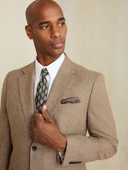 Neutral Slim Fit Wool Blend Flannel Suit Jacket - Image 3 of 5