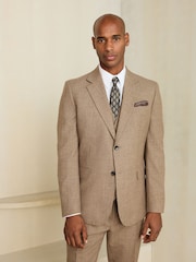 Neutral Slim Fit Wool Blend Flannel Suit Jacket - Image 5 of 5