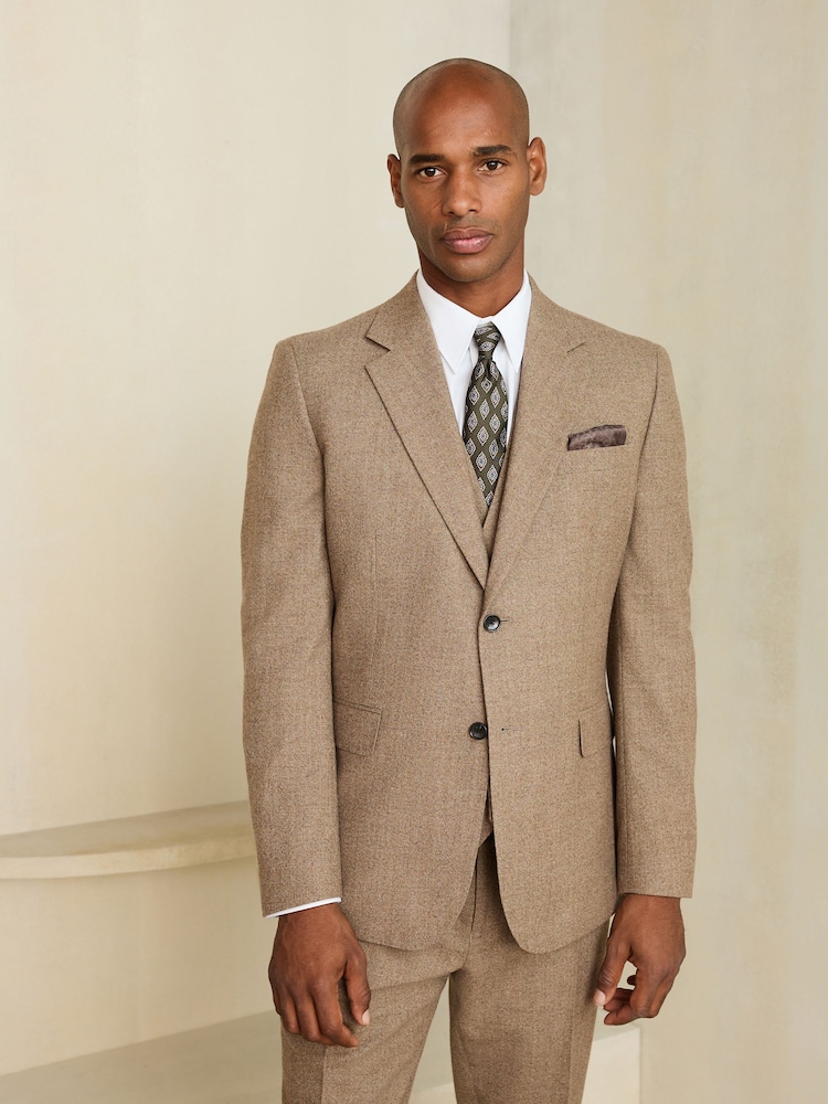 Neutral Slim Fit Wool Blend Flannel Suit Jacket - Image 5 of 5 Neutral Slim Fit Wool Blend Flannel Suit Jacket - Image 5 of 5
