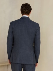 Navy Slim Fit Wool Blend Flannel Suit Jacket - Image 3 of 5
