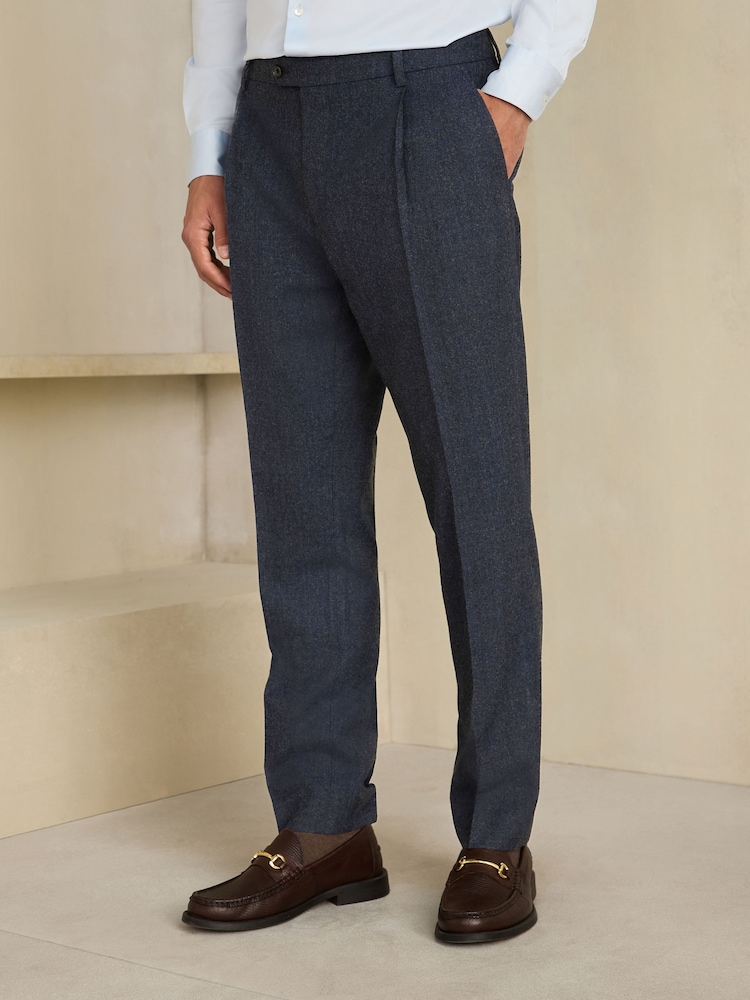 Navy Slim Fit Wool Blend Flannel Suit Trousers - Image 1 of 3 Navy Slim Fit Wool Blend Flannel Suit Trousers - Image 1 of 3