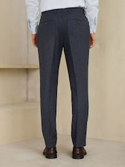 Navy Slim Fit Wool Blend Flannel Suit Trousers - Image 2 of 3