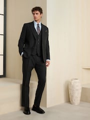 Charcoal Grey Slim Fit Wool Blend Flannel Suit Jacket - Image 2 of 5
