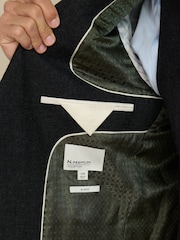 Charcoal Grey Slim Fit Wool Blend Flannel Suit Jacket - Image 5 of 5