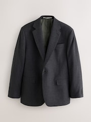 Charcoal Grey Slim Fit Wool Blend Flannel Suit Jacket - Image 6 of 9