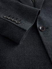 Charcoal Grey Slim Fit Wool Blend Flannel Suit Jacket - Image 8 of 9