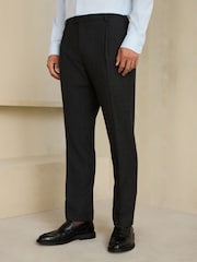 Charcoal Grey Slim Fit Wool Blend Flannel Suit Trousers - Image 1 of 4