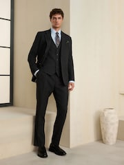 Charcoal Grey Slim Fit Wool Blend Flannel Suit Trousers - Image 2 of 4