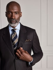 Brown Signature Slim Fit Zignone Italian Wool Cashmere Flannel Suit Jacket - Image 4 of 11
