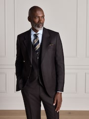 Brown Signature Slim Fit Zignone Italian Wool Cashmere Flannel Suit Jacket - Image 5 of 11