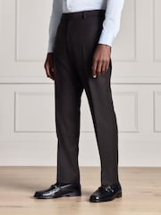 Brown Signature Slim Fit Zignone Italian Wool Cashmere Flannel Suit Trousers - Image 1 of 9