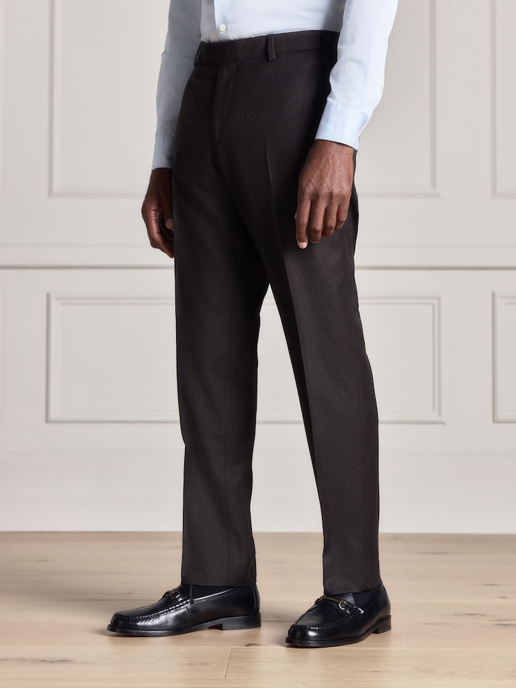 Brown Signature Slim Fit Zignone Italian Wool Cashmere Flannel Suit Trousers - Image 1 of 9