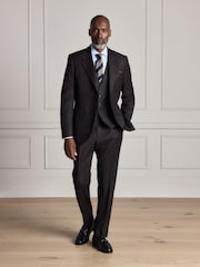 Brown Signature Slim Fit Zignone Italian Wool Cashmere Flannel Suit Trousers - Image 2 of 9