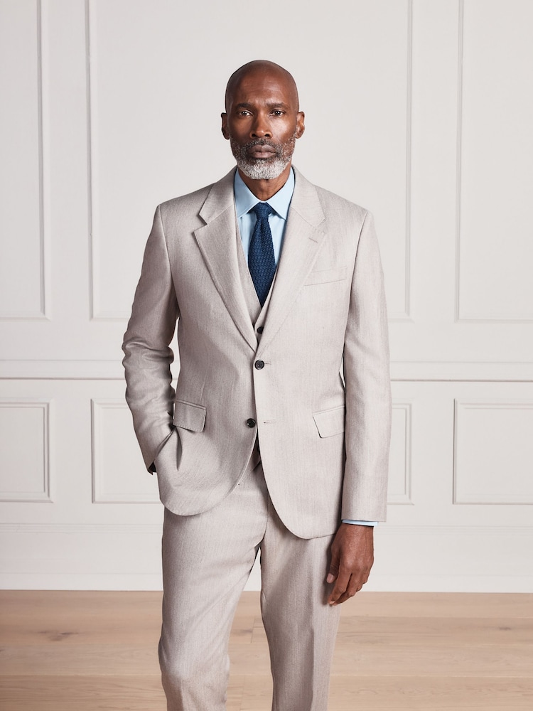Neutral Signature Slim Fit Zignone Italian Wool Cashmere Flannel Suit Jacket - Image 2 of 4 Neutral Signature Slim Fit Zignone Italian Wool Cashmere Flannel Suit Jacket - Image 2 of 4
