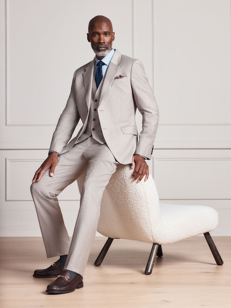 Neutral Signature Slim Fit Zignone Italian Wool Cashmere Flannel Suit Jacket - Image 4 of 4 Neutral Signature Slim Fit Zignone Italian Wool Cashmere Flannel Suit Jacket - Image 4 of 4