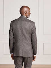 Brown Signature Double Breasted Tailored Fit Zignone Italian Wool Silk Textured Suit Jacket - Image 3 of 10
