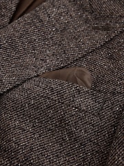 Brown Signature Double Breasted Tailored Fit Zignone Italian Wool Silk Textured Suit Jacket - Image 8 of 10