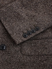 Brown Signature Double Breasted Tailored Fit Zignone Italian Wool Silk Textured Suit Jacket - Image 9 of 10