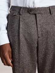 Brown Signature Tailored Fit Zignone Italian Wool Silk Textured Suit Trousers - Image 4 of 10