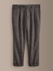 Brown Signature Tailored Fit Zignone Italian Wool Silk Textured Suit Trousers - Image 6 of 10