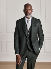 Green Signature Slim Fit Zignone Italian Wool Cashmere Flannel Suit Jacket - Image 2 of 10