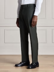 Green Signature Slim Fit Zignone Italian Wool Cashmere Flannel Suit Trousers - Image 1 of 10